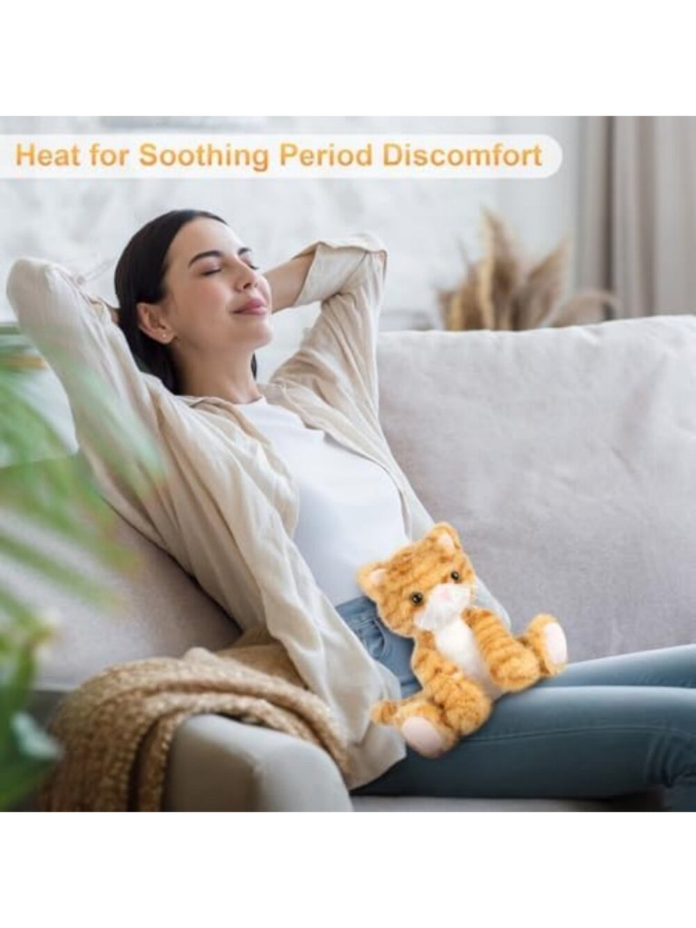 Cozy Heatable & Coolable Orange Cat Plush Heating Pad for Kids & Adults - Picture 6 of 7